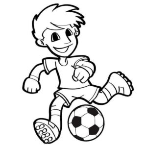 ребенок футболист с мячом