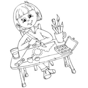 ребенок рисует детский сад
