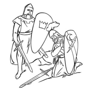 Рыцари с щитами и мечами