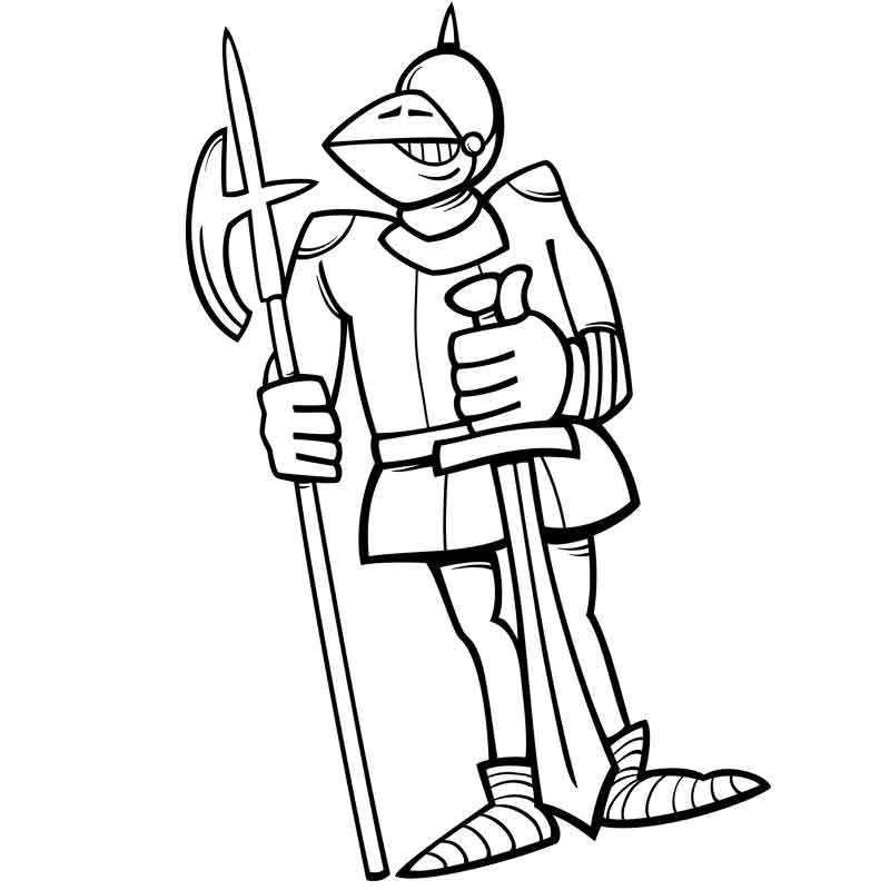 Рыцарь с копьем и мечом