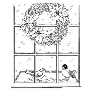 рождественский венок на окне