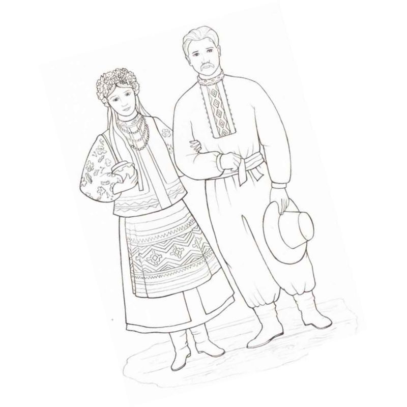 раскраска русский национальный костюм женский и мужской | Дзен