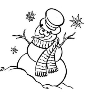 шарф и шляпа на снеговике
