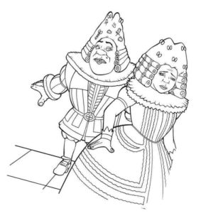 Шрек и Фиона в средневековых костюмах