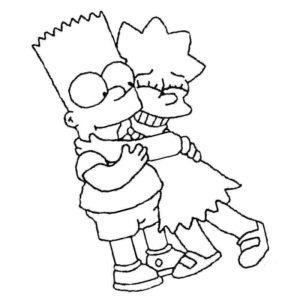 Симпсоны Барт и Лиза обнимаются