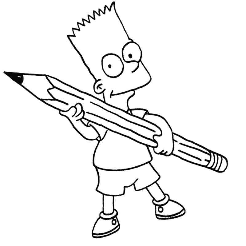Симпсоны Барт с карандашом