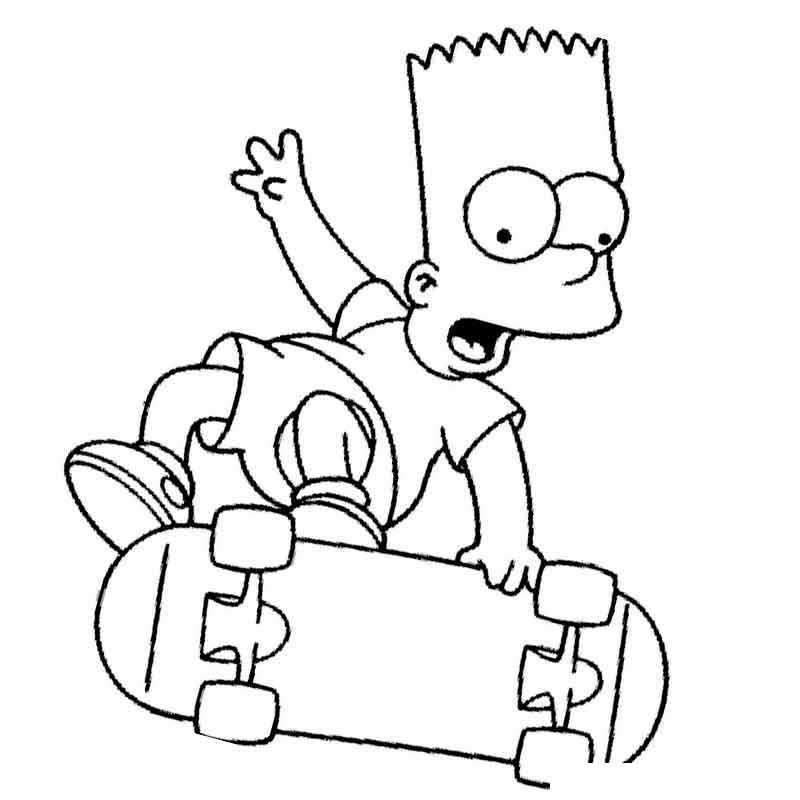 Симпсоны Барт Симпсон катается на скейтборде