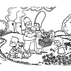 Симпсоны Гомер Симпсон со семьей на природе