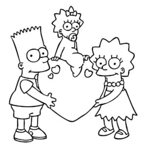 Симпсоны Лиза и Барт с сердечком