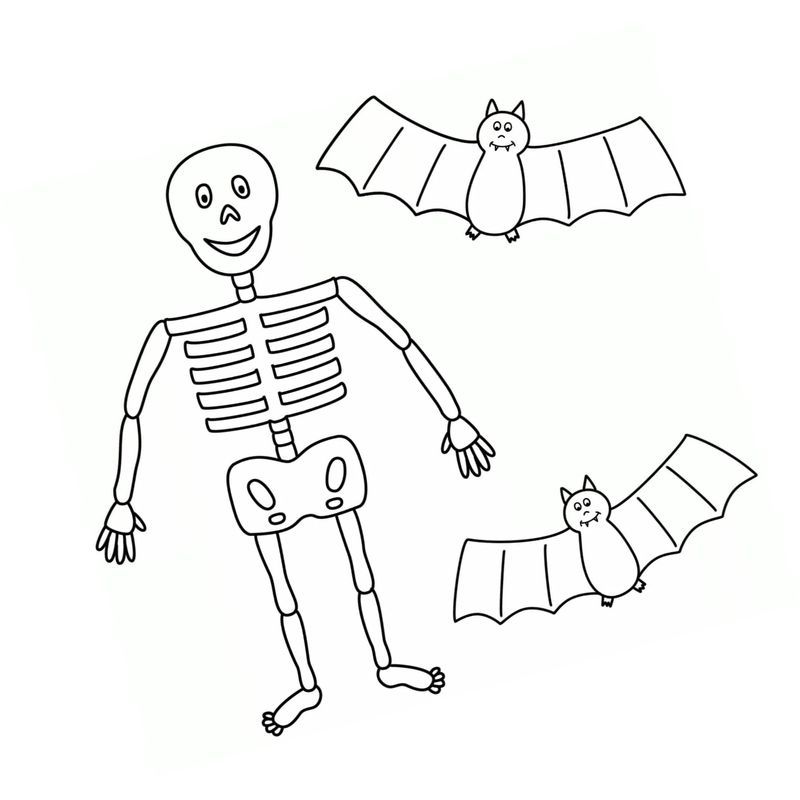 скелет и летучие мыши