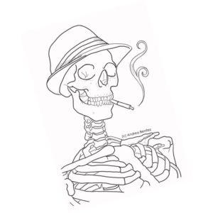 скелет курит в шляпе