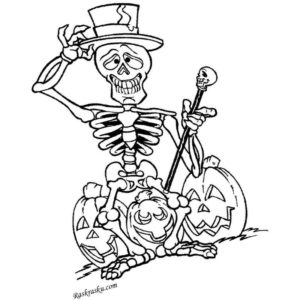 скелет празднует Хэллоуин