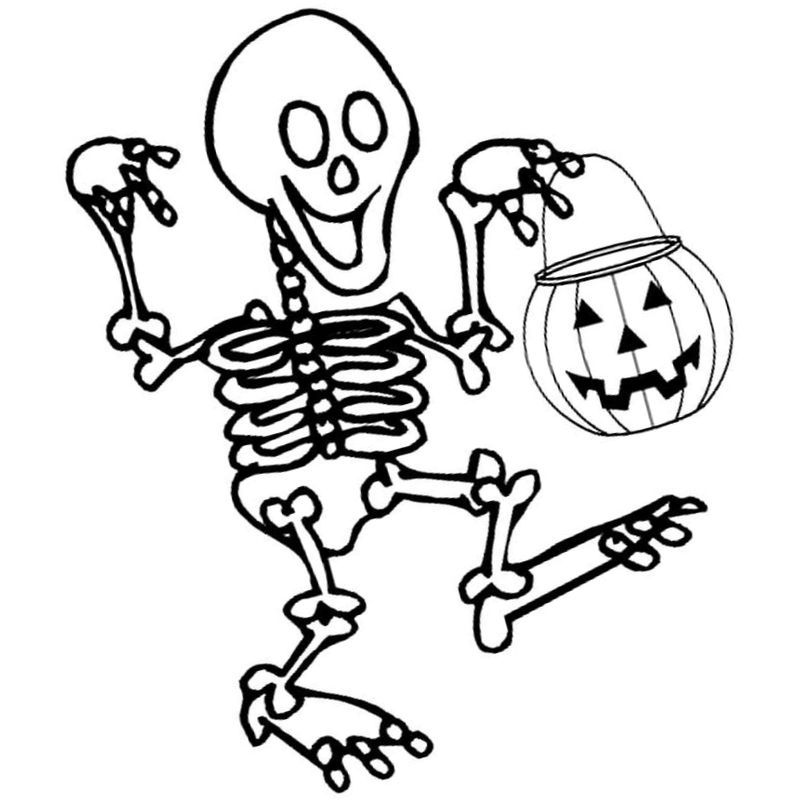 скелет веселится на Хэллоуин