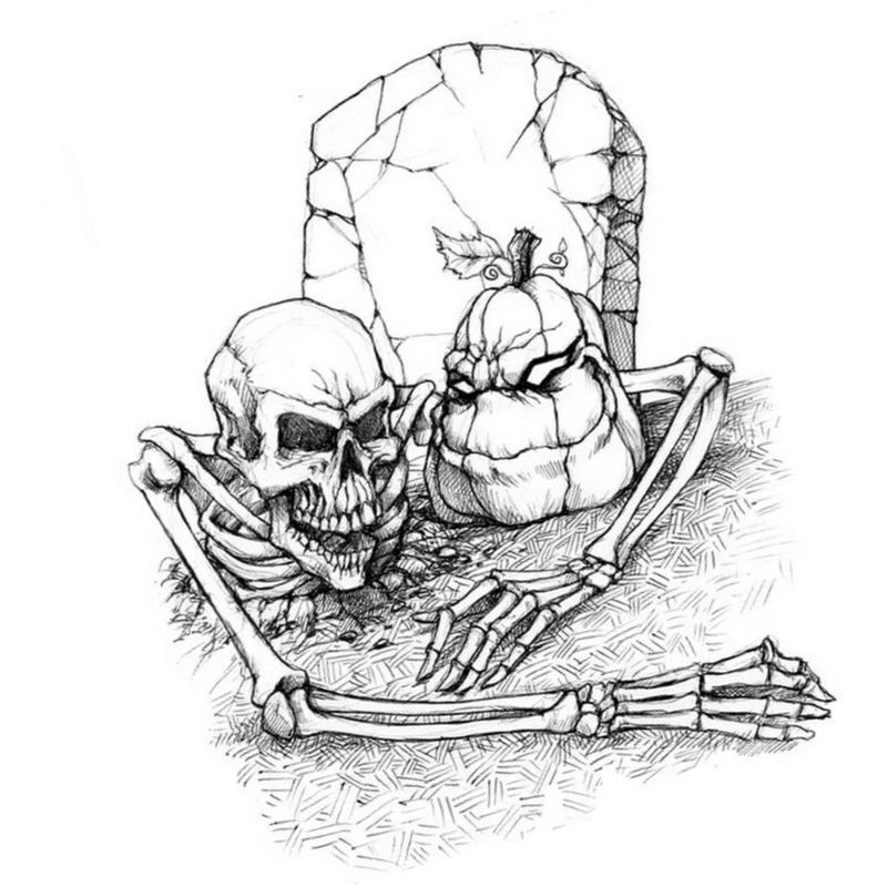 Раскраски скелет, Раскраска Два скелета скелеты.