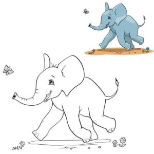 Слон бежит за бабочкой