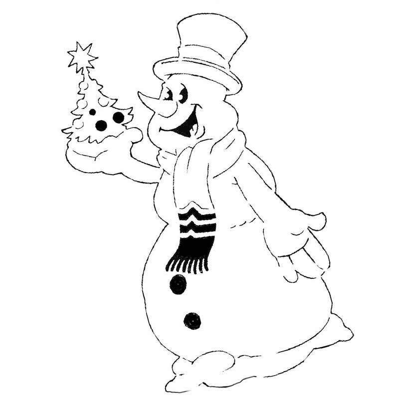 снеговик с елочкой в новый год
