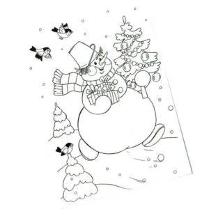 снеговик с подарками зимняя сказка