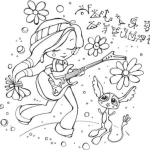 Снежка играет на гитаре