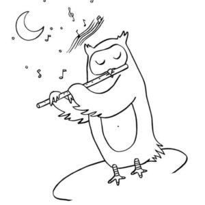 сова играет на музыкальном инструменте