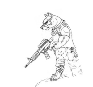 спецназовец волк с автоматом