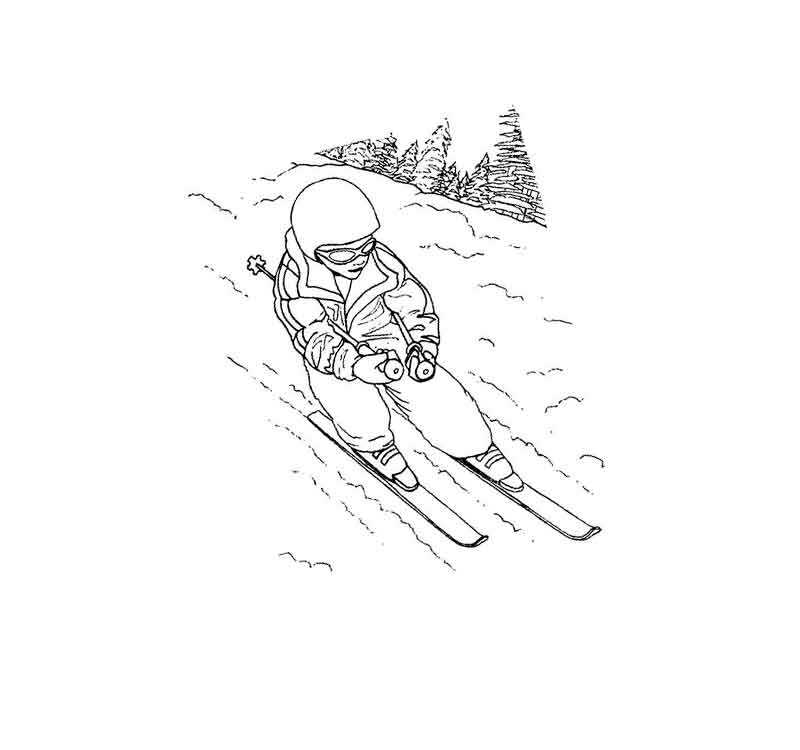 спуск лыжника