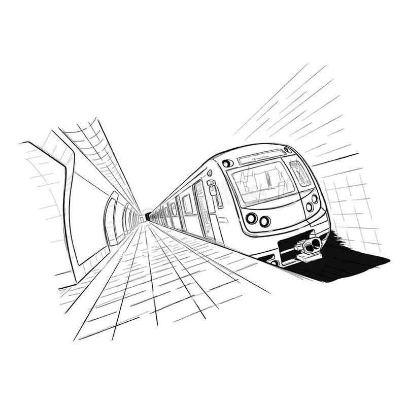 Раскраска поезд в метро - Раскраски для детей и взрослых хорошего качества