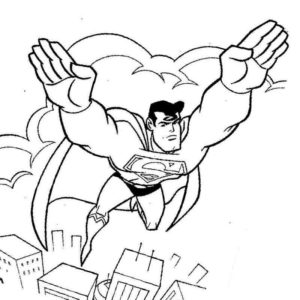 супермен летает над городом