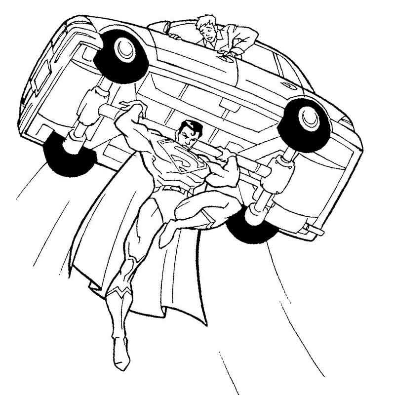 Супермен поднимает автомобиль