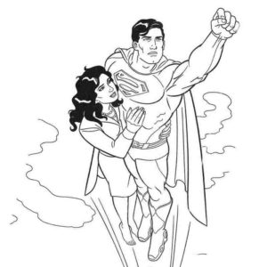 супермен в полете с девушкой