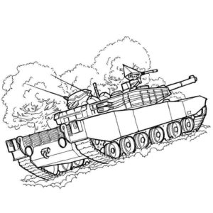 Раскраска танк с большой пушкой распечатать