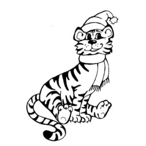 тигр в шапке и шарфе
