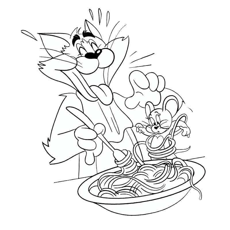 Том и Джерри едят спагетти