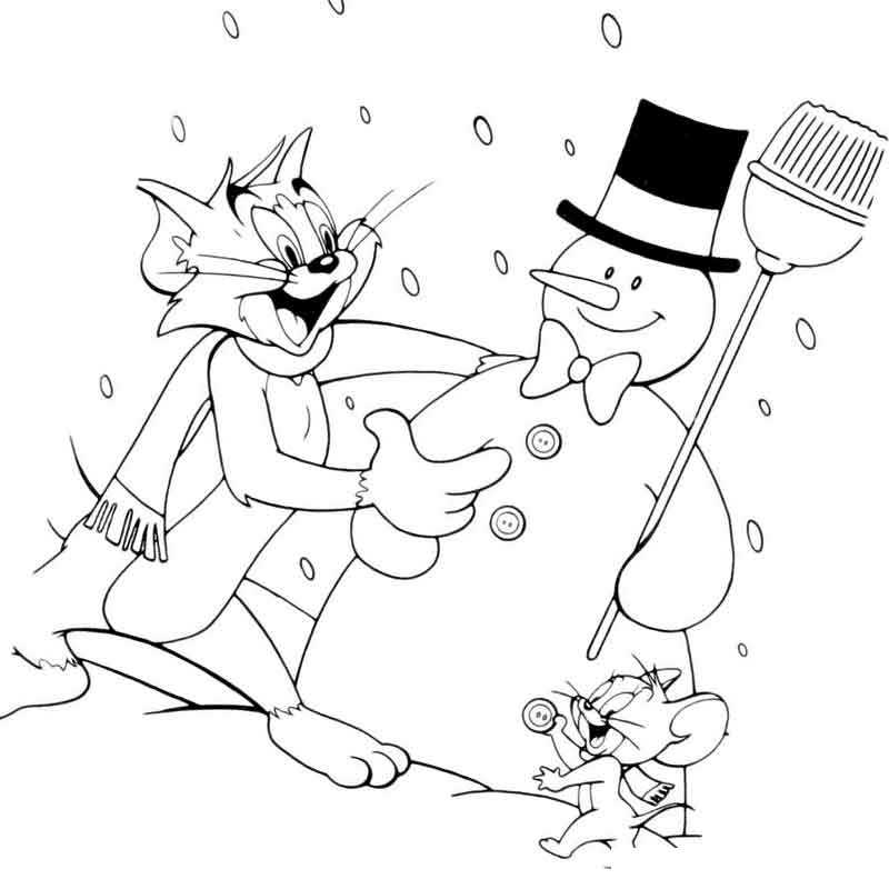 Том и Джерри лепят снеговика