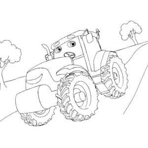 Трактор по сельской дороге