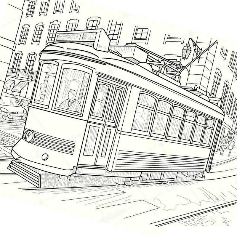 Трамвай едет по городу