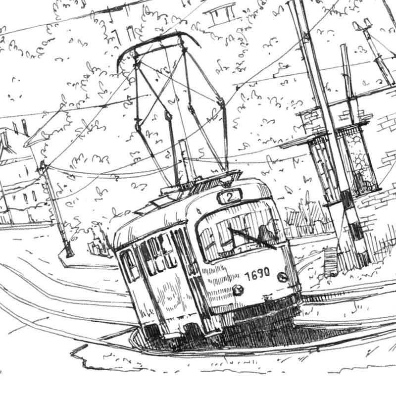 Трамвай на маршруте