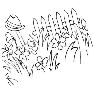 трава цветы и забор