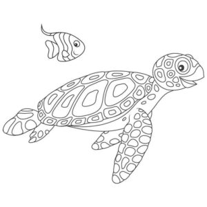 Веселая черепаха с рыбкой