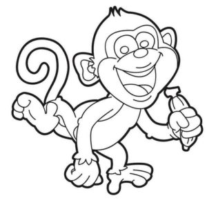 веселая обезьяна с бананом