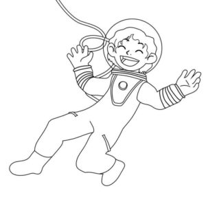 Веселый мальчик на день космонавтики