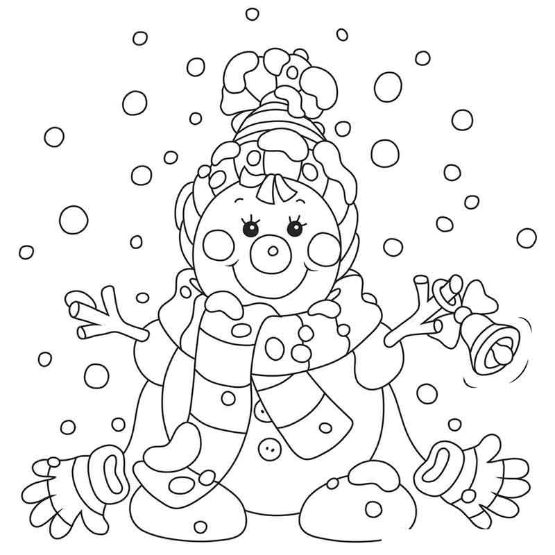 Раскраски милый снеговик а4 для детей и взрослых