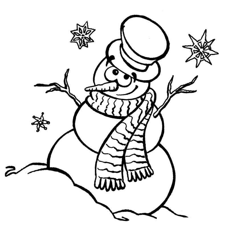 веселый снеговик в шарфе