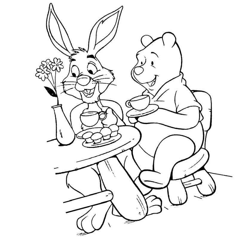 Винни Пух и кролик пьют чай