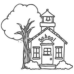Здание школы с деревом