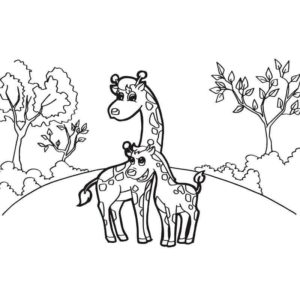 Жирафы мама и ребенок
