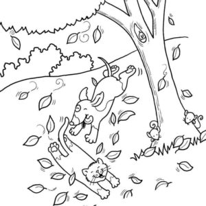 животные резвятся в осенних листьях