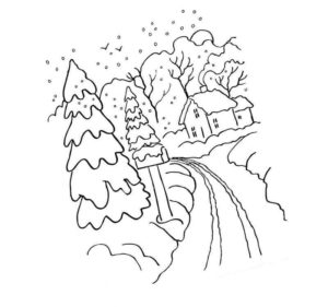 зимний лес дорого и дома