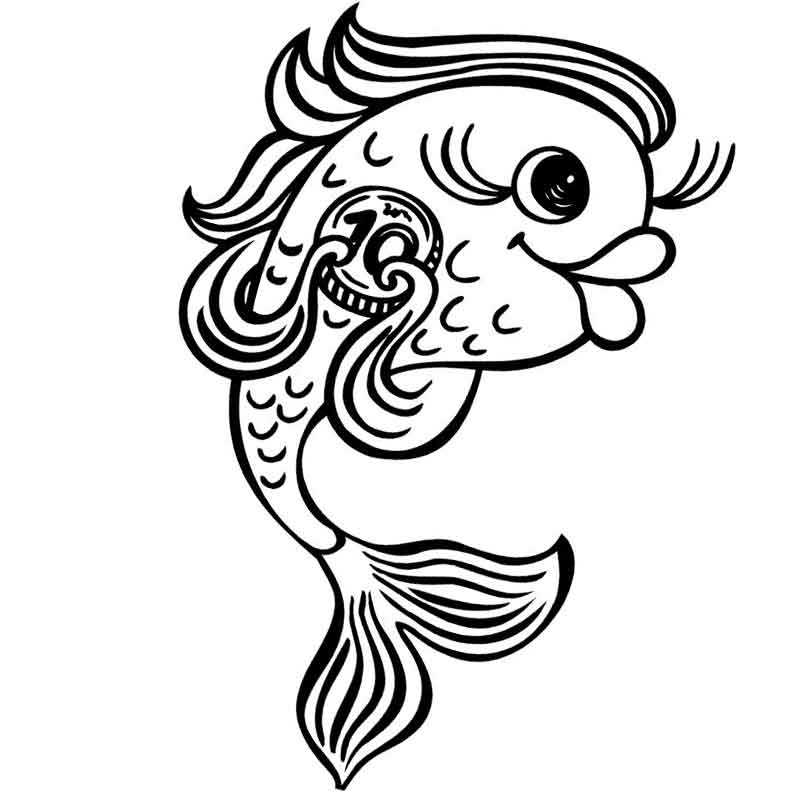 Золотая рыбка с монетой